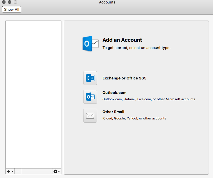 Outlook 2016 Mac Accounts Panel